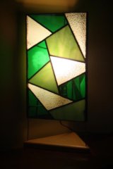 3 sided lamp on wood base